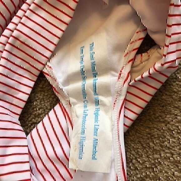 NEW XHILARATION High Leg High Waisted Bikini Bottom White Red Stripe Retro Small - Picture 5 of 6